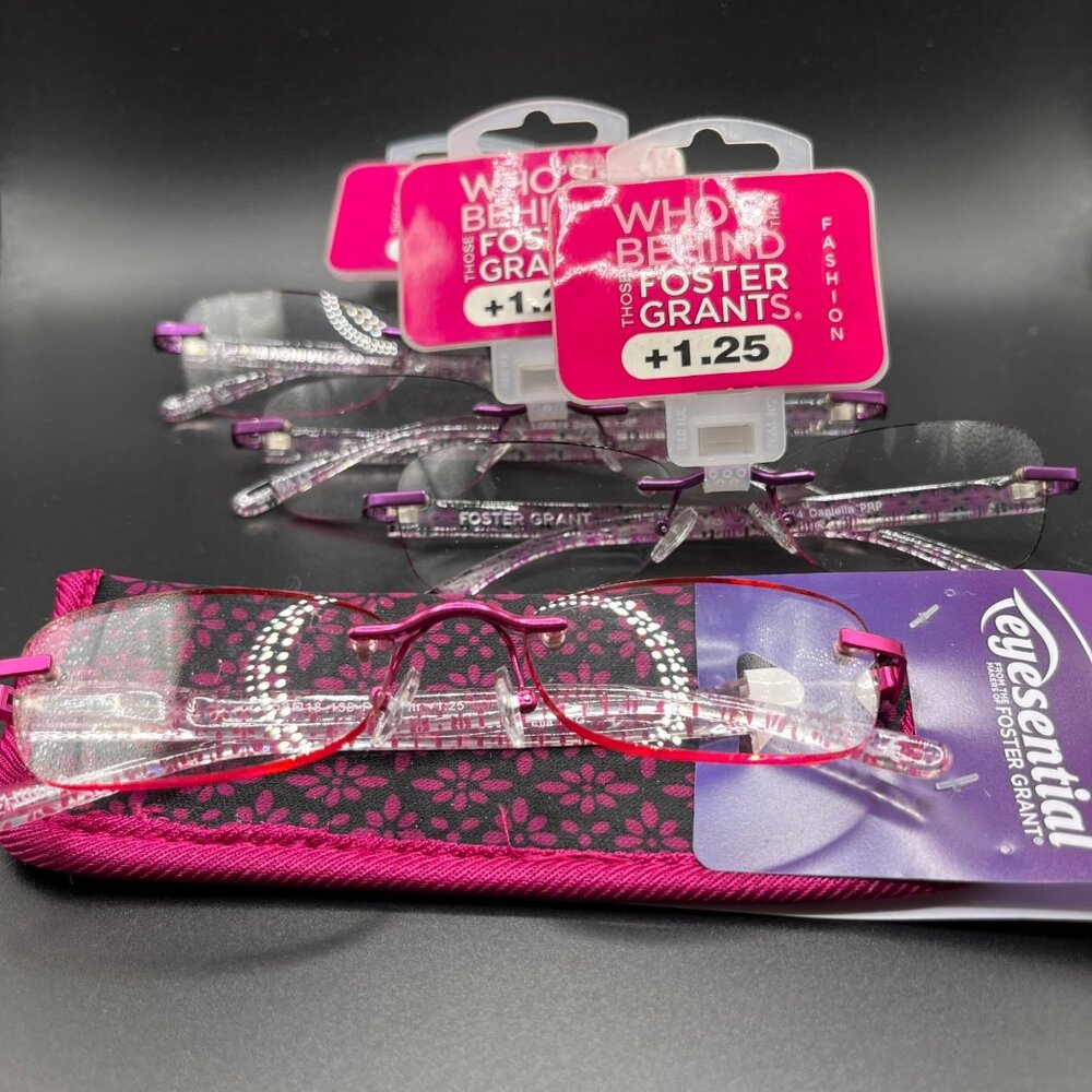 Foster Grant 3 Readers +1.25‎ New Purple Glasses & Eye Essentials  +1.25 - NEW